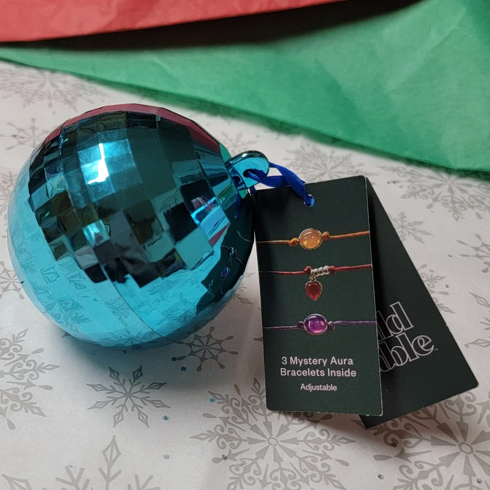 Mystery Aura Bracelets Christmas Tree Ornament Silver Disco Ball Suprise Gift